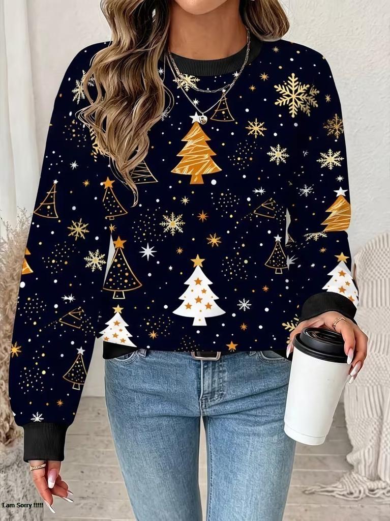 Latest ladies' Christmas party hoodie,autumn long sleeve round neck casual pullover fashion and personalized street sports shirt