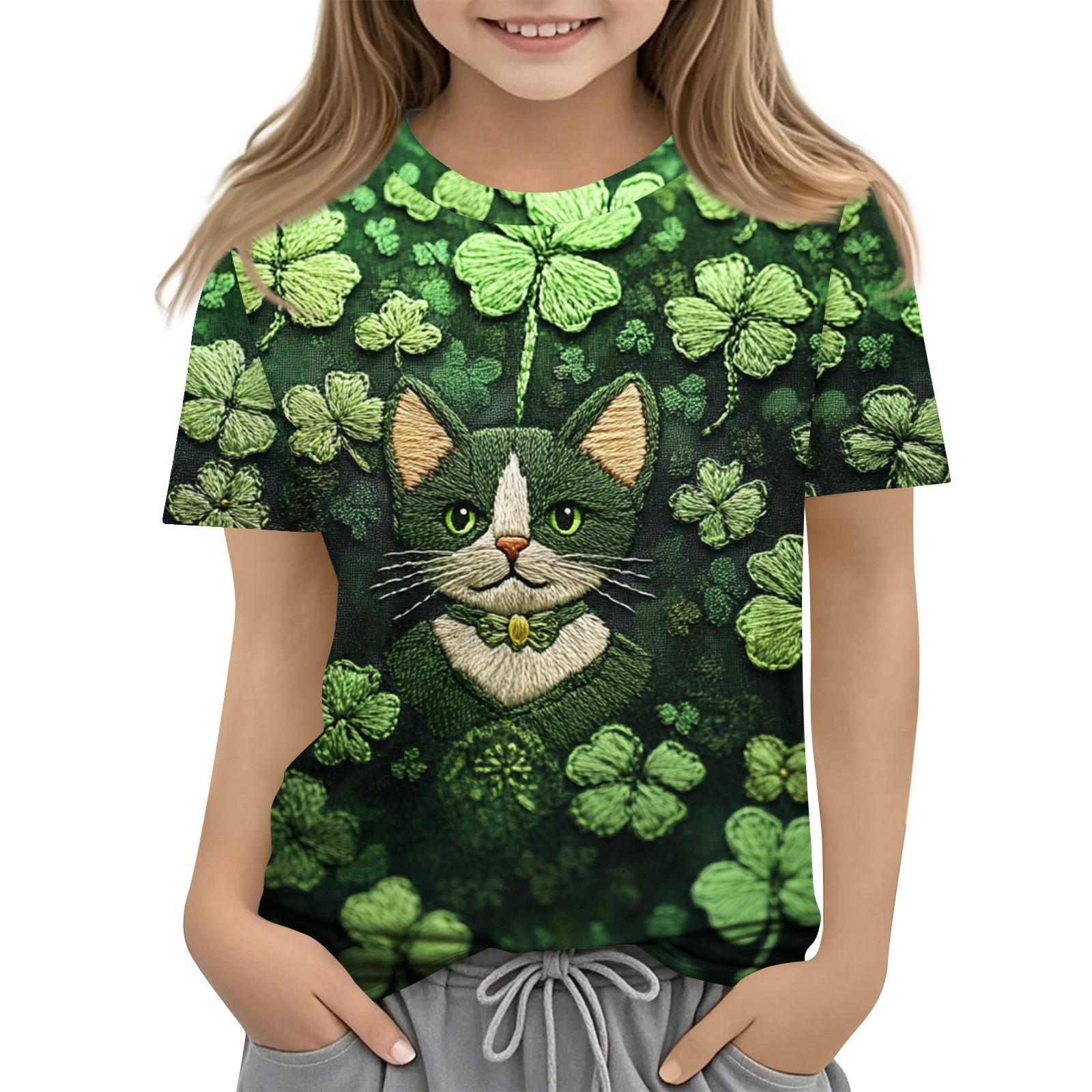 

Детская мода повседневная с короткими рукавами St. Футболка с круглым вырезом и принтом Патрика 120