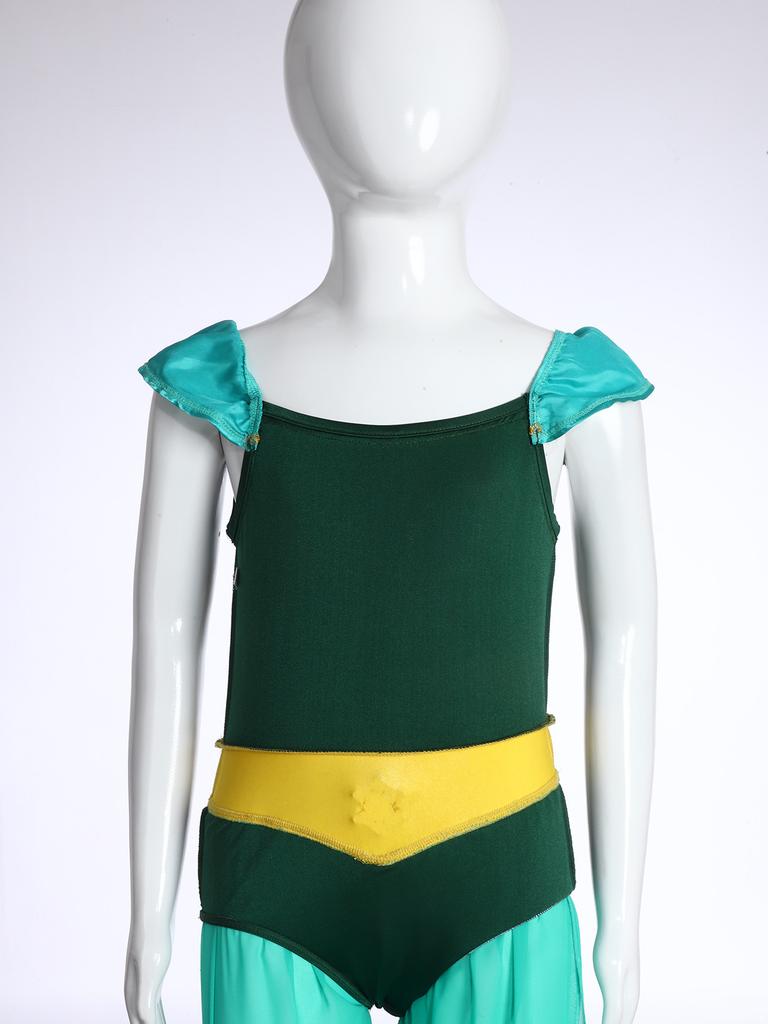 Girl Arabian Princess Costume Patchwork Flying Sleeves Rhinestone Sequins Tassels Side Slit Chiffon Pants