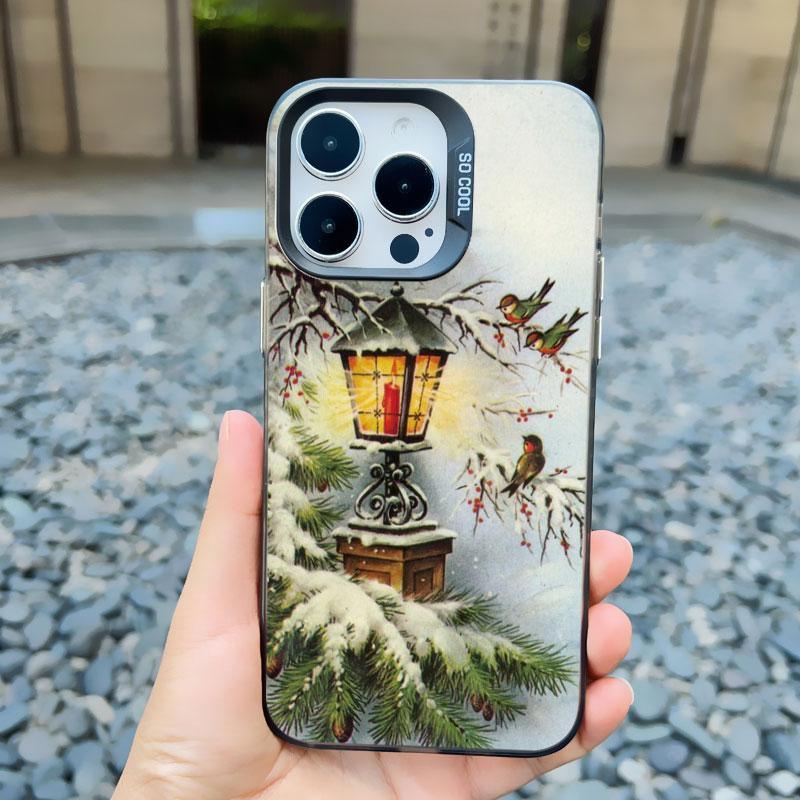 Christmas Snow Tree Phone Case For iPhone 16 Pro Max 15 14 13 12 11 Pro Max 13 Mini 15 14 Plus Shockproof Laser Back Cover Funda
