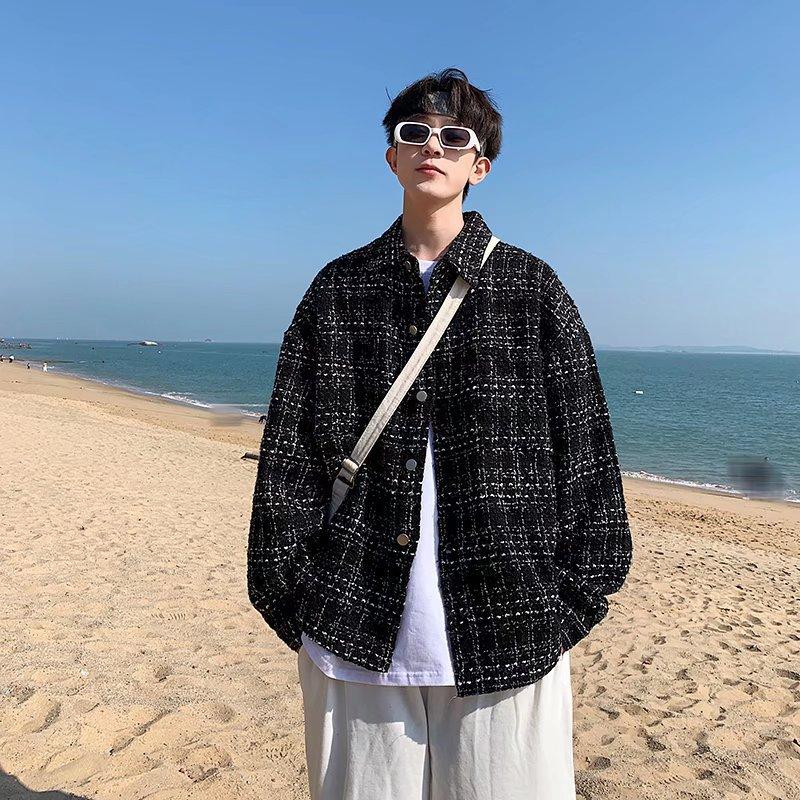 

Xiaoxiangfeng jacket men s design sense niche ruffian handsome tooling jacket spring and autumn trend ins thousand bird grid clothes 3XL чёрный