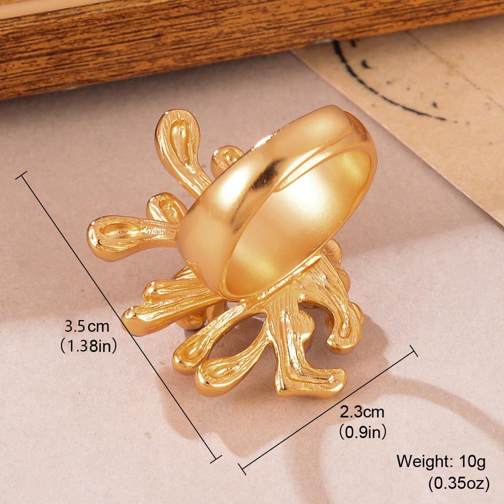 Gold Color Peacock Statement Ring for Women, Colorful Pearl Crystal Branch Ring, Big Bold Fashion Cocktail Ring Jewelry Gift