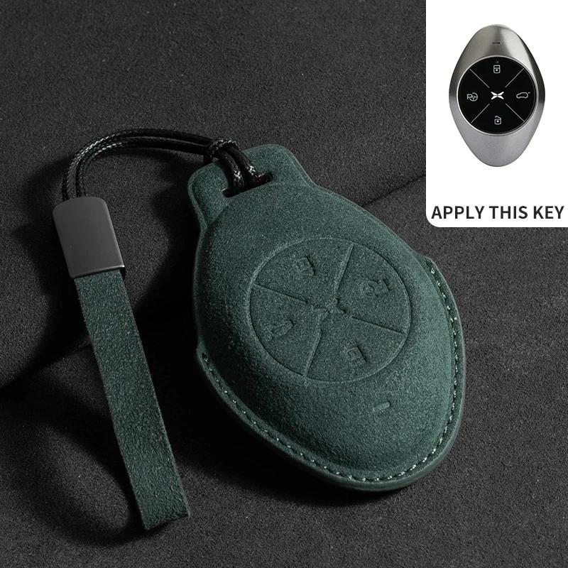 Suede Leather Car Key Case for Xiangpeng Xpeng P5 P7 G3 G6 G9 X2 N5 F30 H93 X9 2019 2020 2021 2022 2023 Remote Fob Shell Case