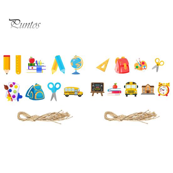 

18 шт., украшения для школы, деревянный подвесной баннер, линейка, книга, рюкзак в форме автобуса, подвесной декор, украшения для вечеринки, принадлежности Sets