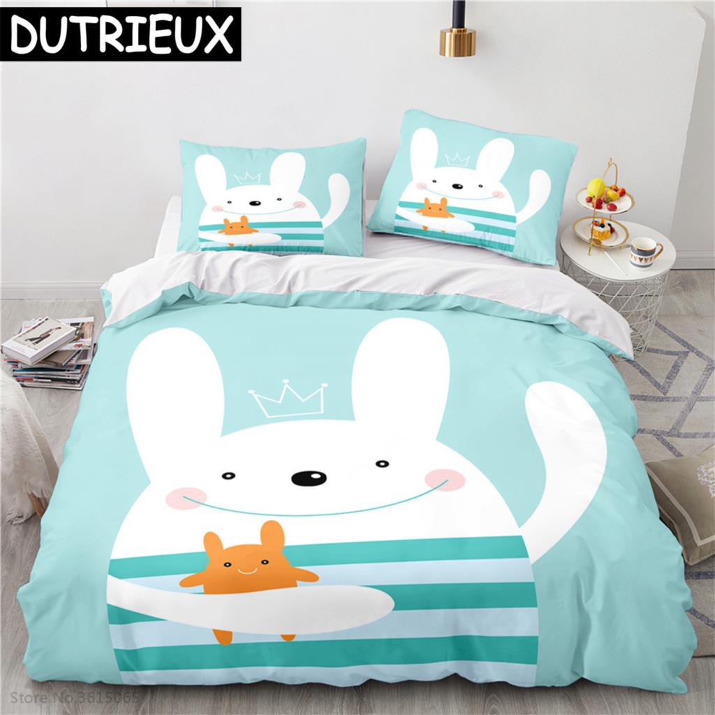 Nordic Cartoon Animal Printed Bedding Set Duvet Cover Children Bedclothes Duvet Cover Sets Pillowcase Twin Full Queen King Size