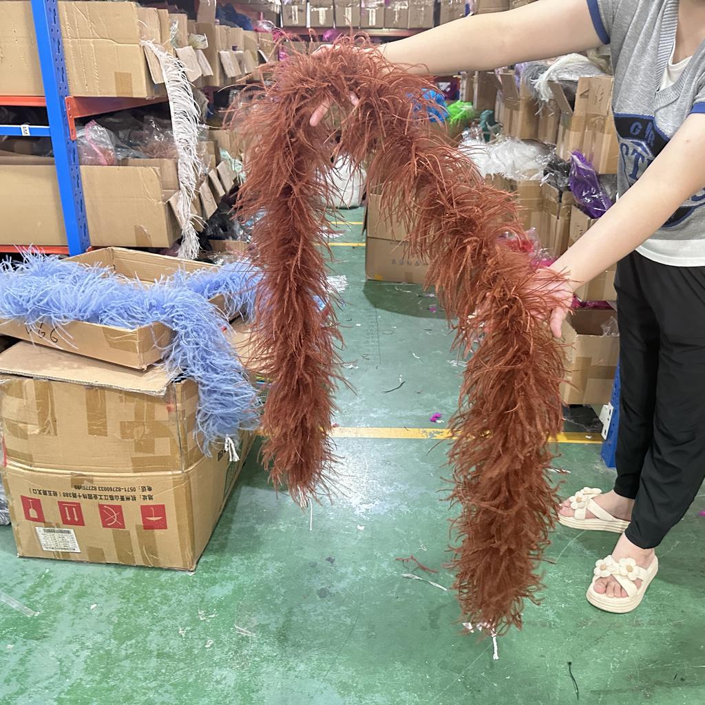 DIY 8 Ply Ostrich Feather Boas 4M for Craft Party Shawl Wedding Drees Clothes Carnival Stage Decor Fluffy Ostrich Plumes Scarf Trim