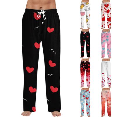 Men's Valentine's Day Printed Drawstring Long Pants Casual Pajamas