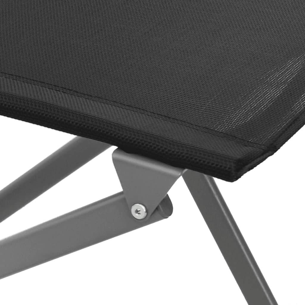 Vidaxl Folding Garden Chairs, 2 Pcs, Black, Steel And Textilene