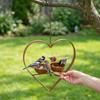 Double Bowl Hanging Bird Feeder Iron Art Bird Feeding Station Heart Shape Bird Feeder  Outdoor Use