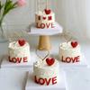 5pcs Birthday 3D Red Heart Cake Toppers Pink Heart Love Cake Decor Happy Birthday Anniversary Wedding Cupcake DIY Decoration