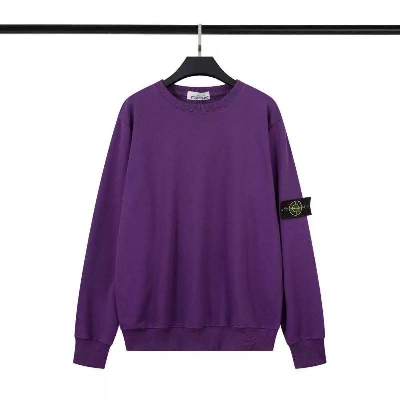 Classic Stone Island Solid Color Crewneck Sweatshirt Badge Long Sleeve Loose Fit Couples