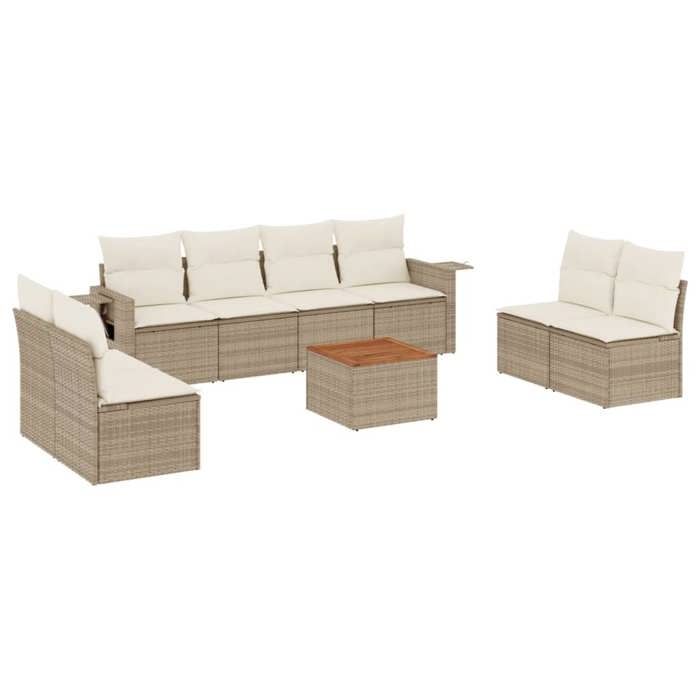 VidaXL Garden Lounge Set with Cushions 9 Pcs, Patio Sofas, Patio Furniture Set, Outdoor Furniture, Beige 3256856