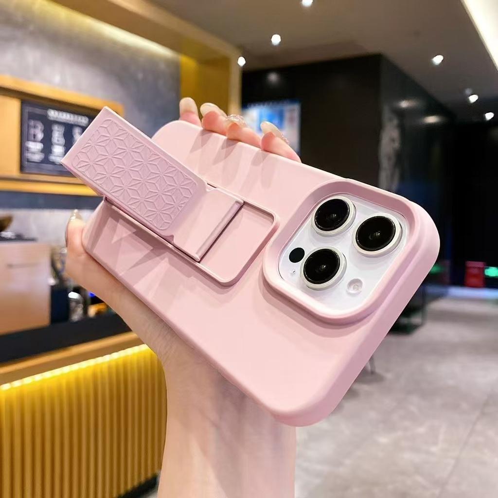 Suitable for Ip16promax Liquid Silicone Wristband Stand, Apple 15/14 Solid Color Protective Case