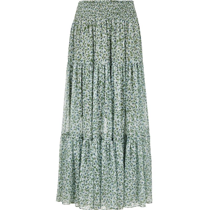 VEROMODA Floral Print High-Waist Midi Skirt