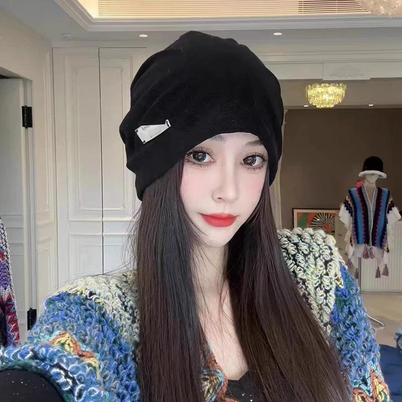 Baotou Hat Men's All Match Woolen Hat Drawstring Design Pile Hat Large Head Circumference Warm Knitted Hat Trendy