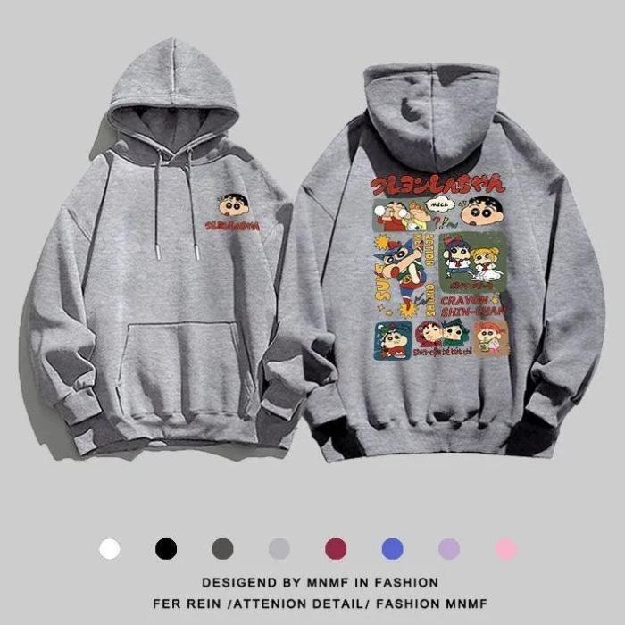 Autumn and winter cartoon crayon small print hooded sweater couple long-sleeved loose casual jacket
