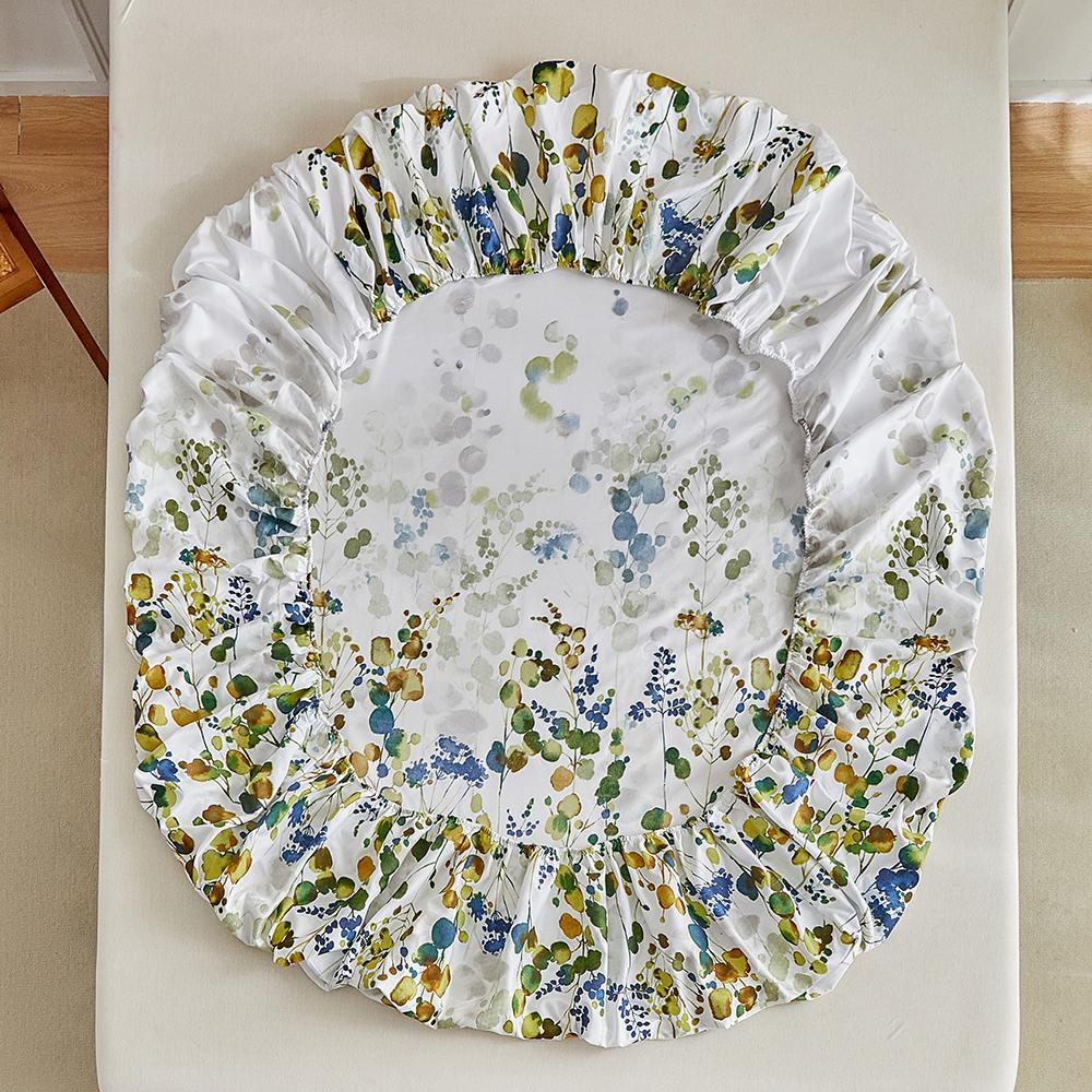 Elastic Fitted Bed Sheets Single Double Bed Floral Flat Sheets King Queen Size Home Bed Cover Mattress Protector Bed Linen 4Pc