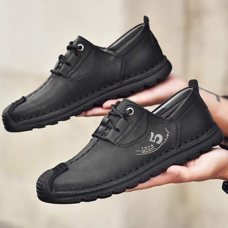 Męskie skórzane buty retro w dużym rozmiarze, ultralekkie, ręcznie robione, codzienne, męskie buty za kostkę z wysoką cholewką