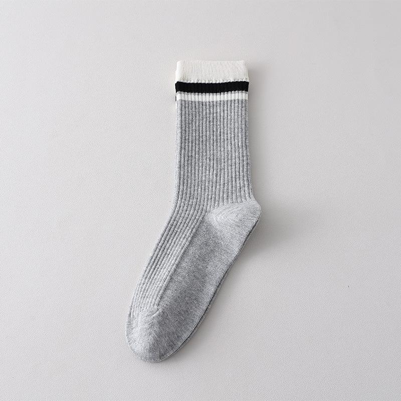 

Dongdaemun Mid-Tube Socks American Micro-Pressure Horizontal Stripe Three-Dimensional Heavy New Hard Goods Socks Are Comfortable And Versatile світло-сірий колір