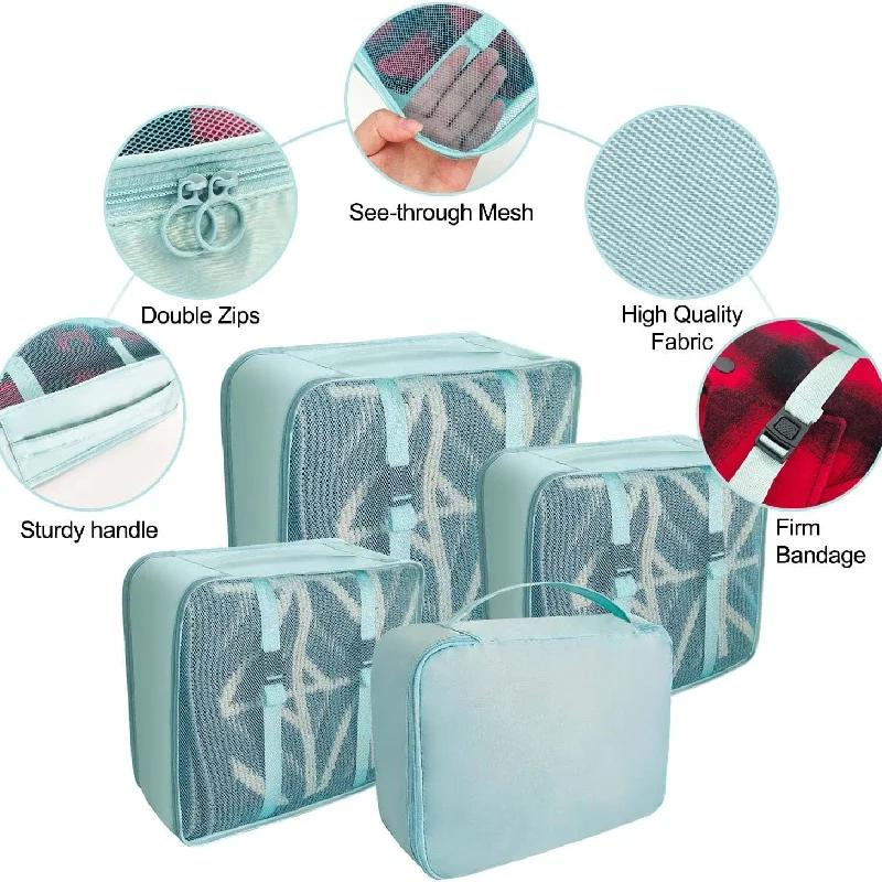 7 Stück Gepäck Koffer Organizer, mit Schuhbeutel, Kosmetiktasche, Reiseaccessoires-Taschen Hergestellt aus strapazierfähigem wasserdichtem Stoff