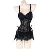Mesh Lingerie Uniform Dress Nightgown Lace Corset Skirt Lace Camisole Briefs Set  Home