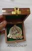 Nautical Brass Sundial Pocket Compass with Wooden Box Vintage