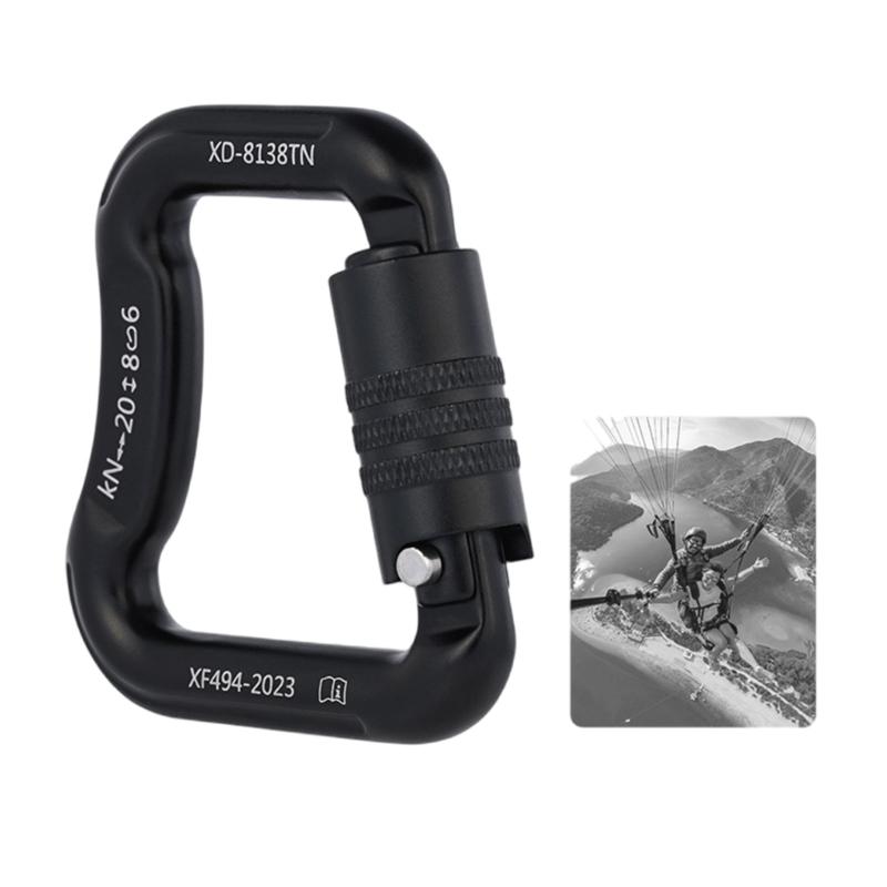 Light Weight Aluminum Alloys Safety Lock Carabiner for Rock Climbing Rappelling Paragliding Equipment