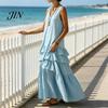 Casual Dress Women Women's Sleeveless Summer Long Tank Dress, V Neck Tiered Flowy Layered Skirt Ruffle Maxi Loose Beach Sundress Breathable