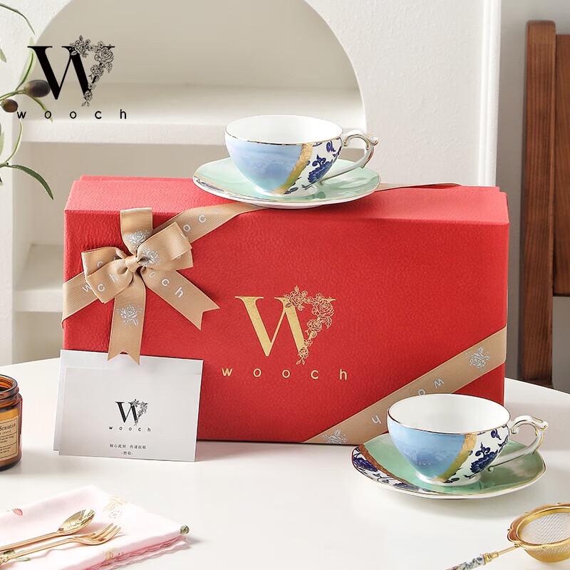 WOOCH Ceramic Couple Cup and Saucer Gift Set