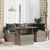 Garden Sofa Set with Storage 5 Pcs Grey Poly Rattan