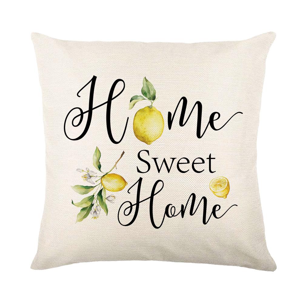 New Spring and Summer Pillow Cases Linen Yellow Lemon Truck Print Home Pillow Cushion Combination