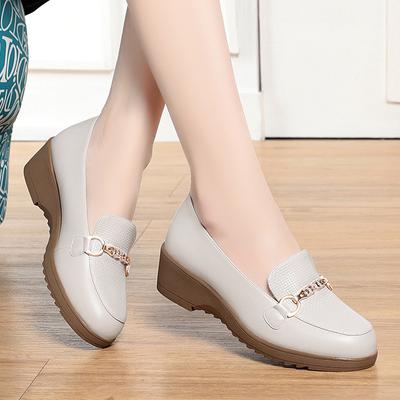 Fashion Spring Summer Women Loafers Flat Shoes Height Increasing Black Footwear Slip-on Moccasins Casual Wedge Soft Leather Shoes