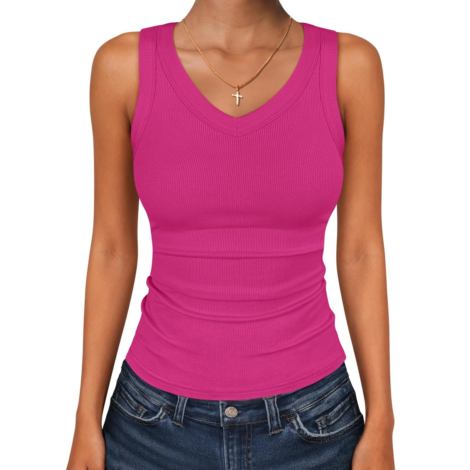 

Women Tank Tops Sleeveless Tops for Women V Neck Ribbed Tank Top Women Tank Top Fitted Basic Women s Tank Tops for Daily Wear XL