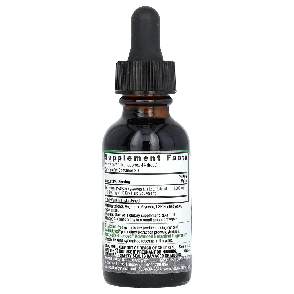 Nature's Answer Peppermint Leaf, Alcohol Free, 1,000Mg, 30Ml(1Fl Oz)