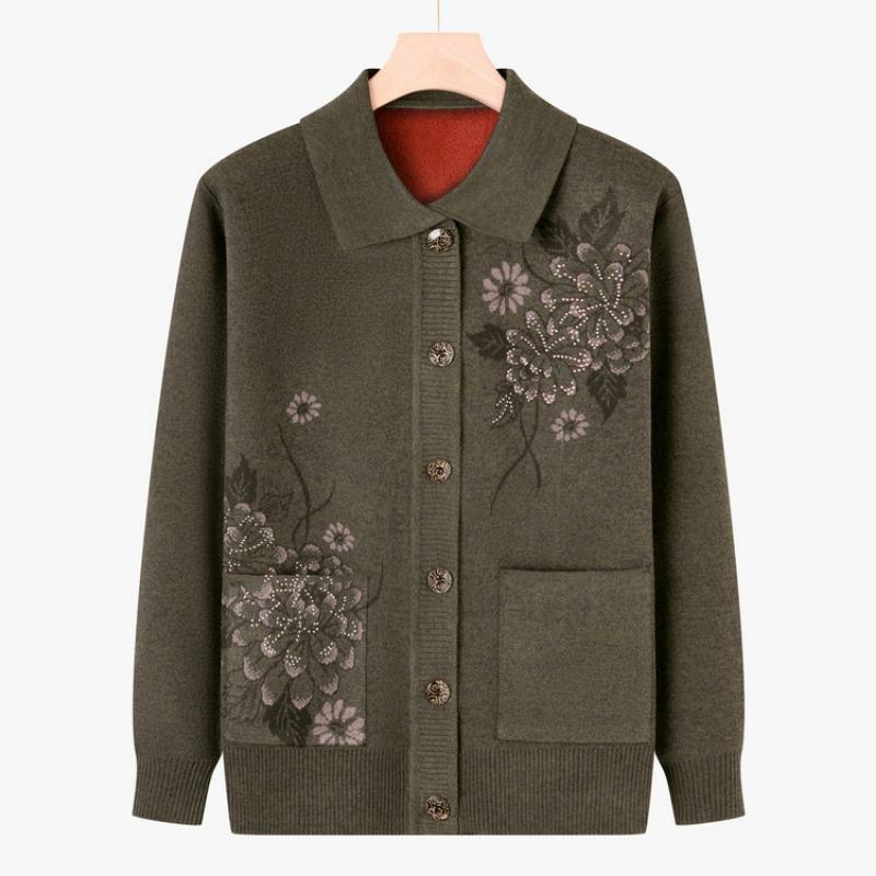 

Мамин свитер кардиган бабушкин весенне-осеннее пальто старик весенне-осенний новый вязаный свитер женский свободный одежда для старика 4XL (recommended 130-72.5kg)