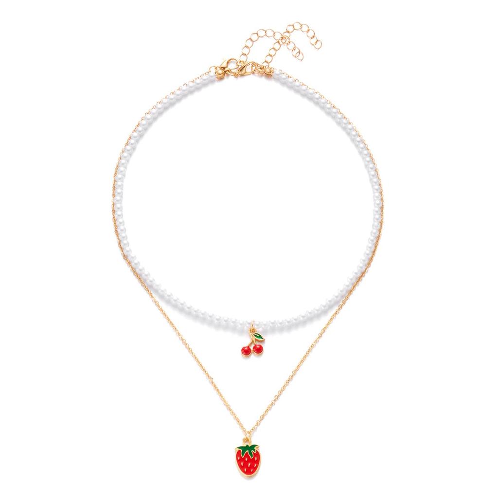 Strawberry Heart Pendant Women's Cute Fruit Cartoon Beaded Bracelet
