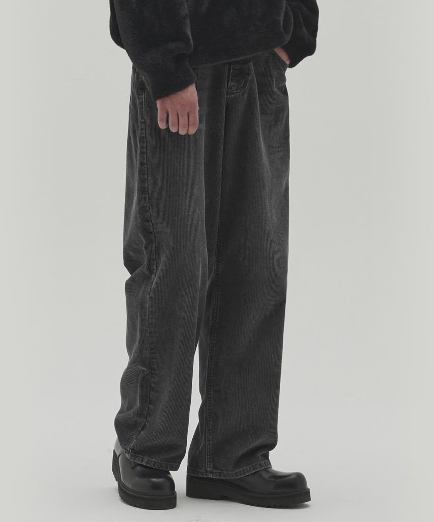 Sekeonmonollogeu Pigment Brush Corduroy Wide Pants Dark Gray_Sept029Dgray