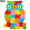 Fashion Wooden Animal Alphabet Lettter Puzzle Kids Educational Developmental Toy