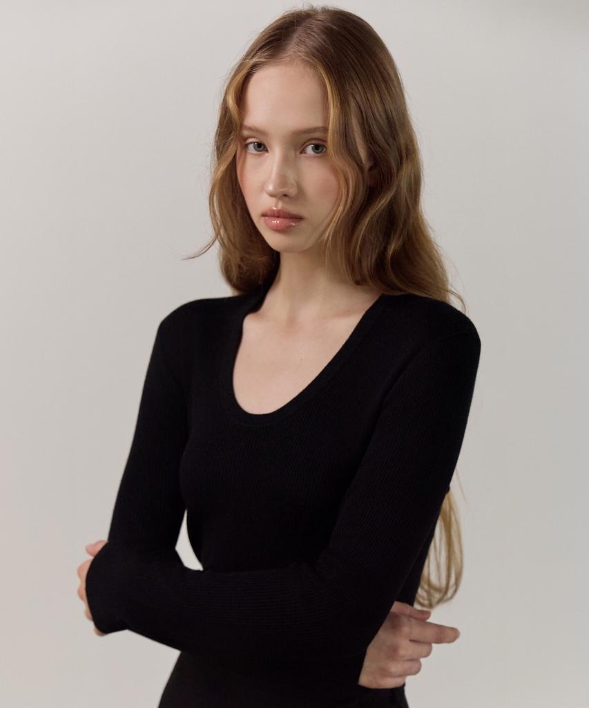 ELLIOTI Scoop Rib Knit Ts_3Color