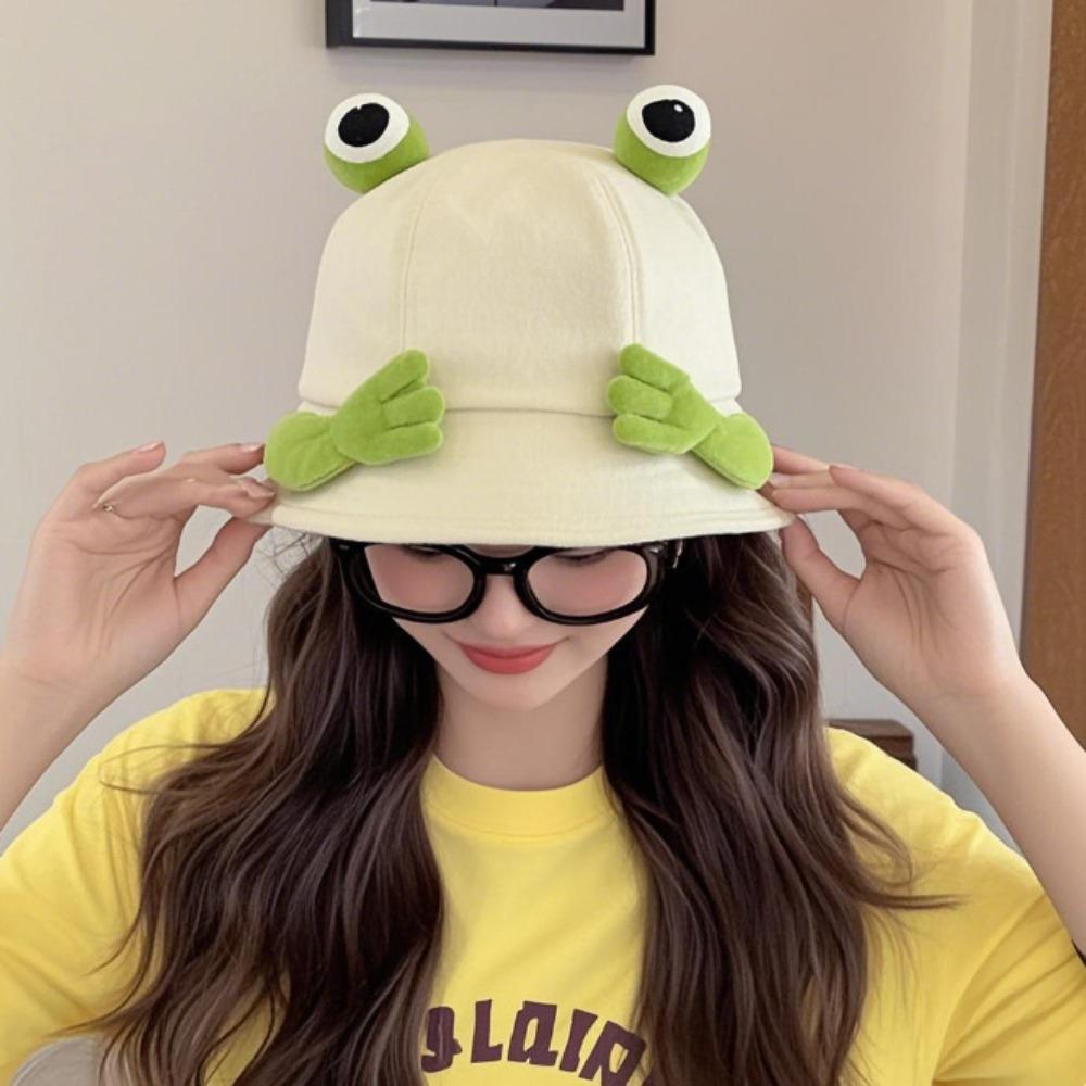 Big Eyes Pattern Big Eyes Frog Bucket Hats Cute Design Wild Panama Hats Basin Hats  Sun Protection