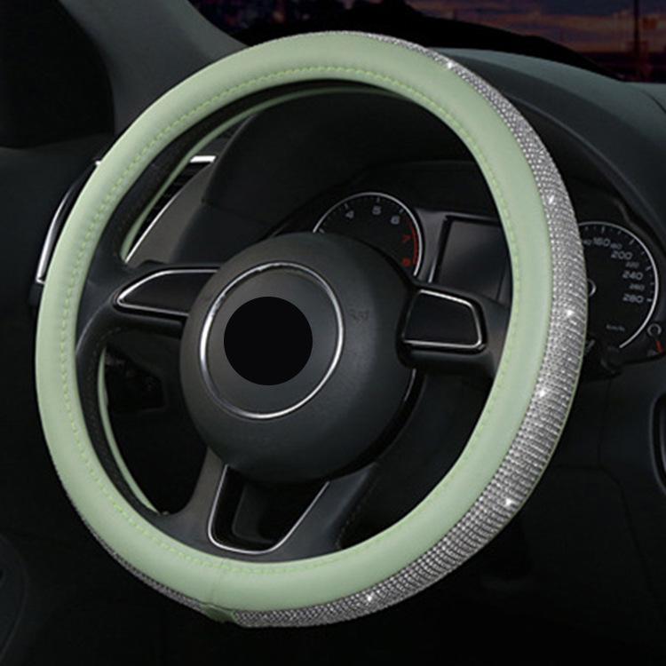 Vier Jahreszeiten Strass-Autolenkradbezug - Niedlich, Rutschfest, Sommerdesign mit weißen Diamanten