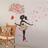 Entzückende PVC Mädchen Kunst Wandaufkleber für Kinderzimmer mit Schmetterlings- und Blumenmustern