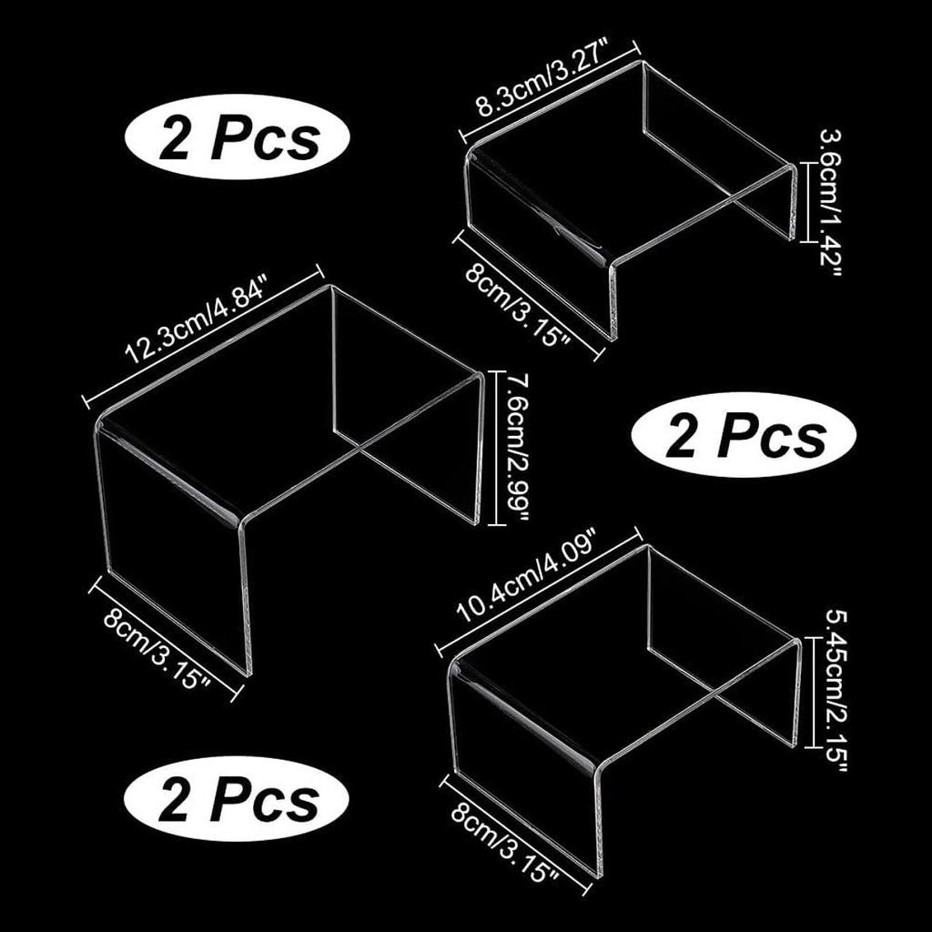6Pcs Acrylic Riser Display Shelf Desktop Stand Decoration Collectibles for