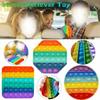 Rainbow Push Pop Bubble Sensory Fidget Toys Autism Needs Squishy Stress Reliever Toys