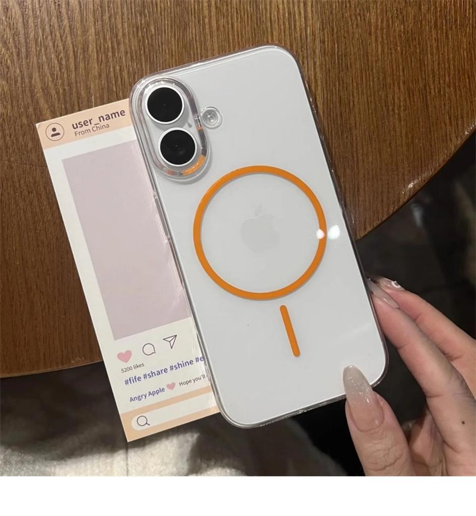 Luxury Transparent Ultra Thin PC For Magsafe Case for iPhone 16 15 14 Plus 13 12 Pro Max Wireless Charge Magneitc Crystal Cover