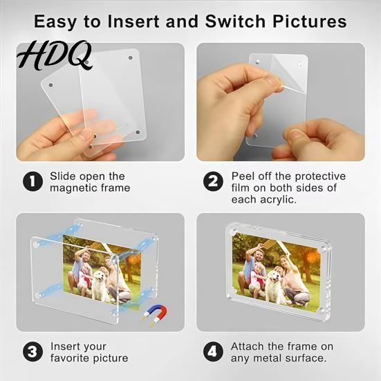 Acrylic Magnetic Frame 1 Pair Photo Fridge Magnet Picture for Display Refrigerator Clear Mini Holder Home Kitchen Decoration