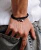 Scalettoblack Bat305 [Surgical Steel]Layered Leather Nut Point Bracelet