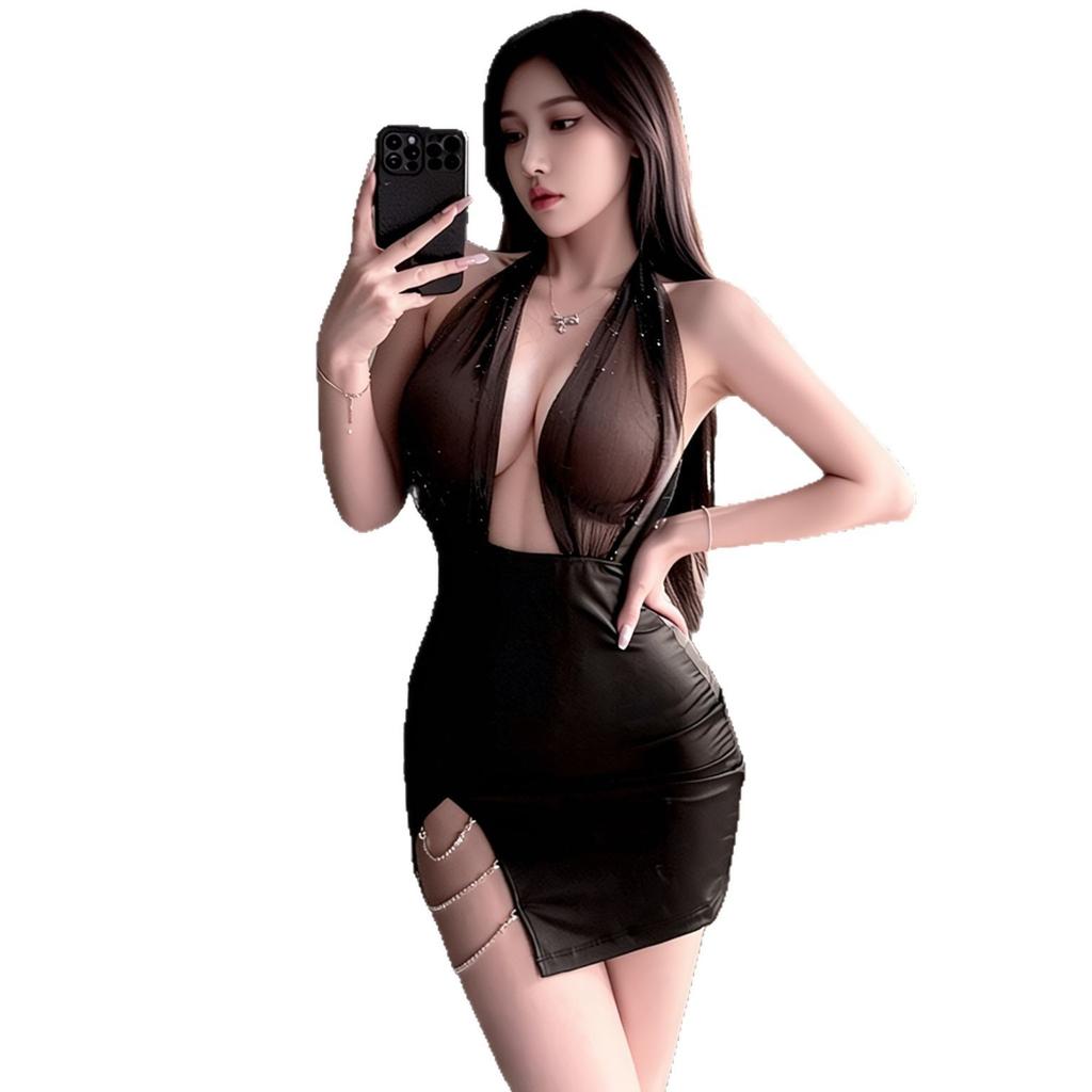 Night Fun's New Fun Underwear, See-through, Halter-neck, Sexy and Pure, Secretary, Form-fitting Dress, Uniform Seductive, No Need To Take Off...