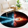 Ice Fire Sports Round Area Rug,Carpet Rug for Living Room Bedroom Sofa Playroom Decor,Non slip Floor Mat