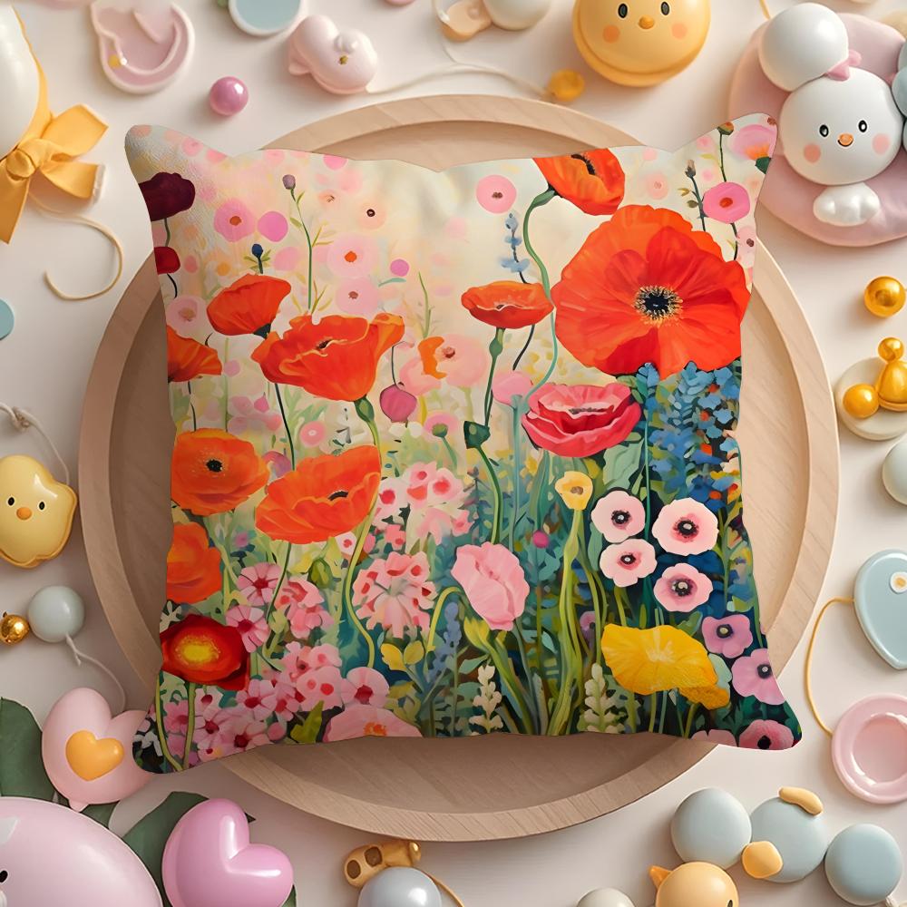 Midsummer Nights Flowers Cushion Cover Short Plush DoubleSided Printing Home Machine Washable in Warm Winter Pillow Cover